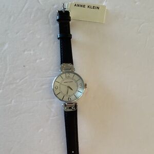 Ladies Anne Klein black leather band watch brand new